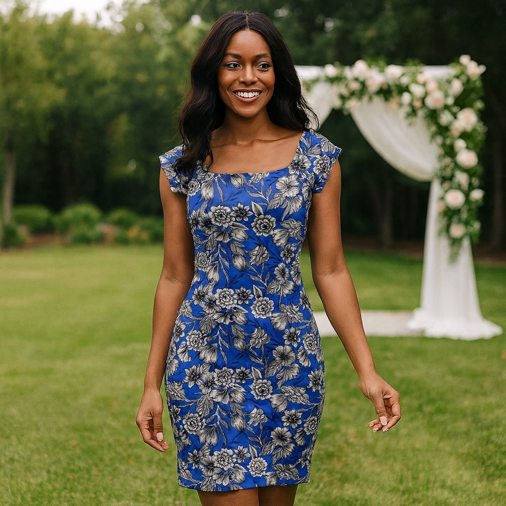 Alexia Admor Blue Floral Dress